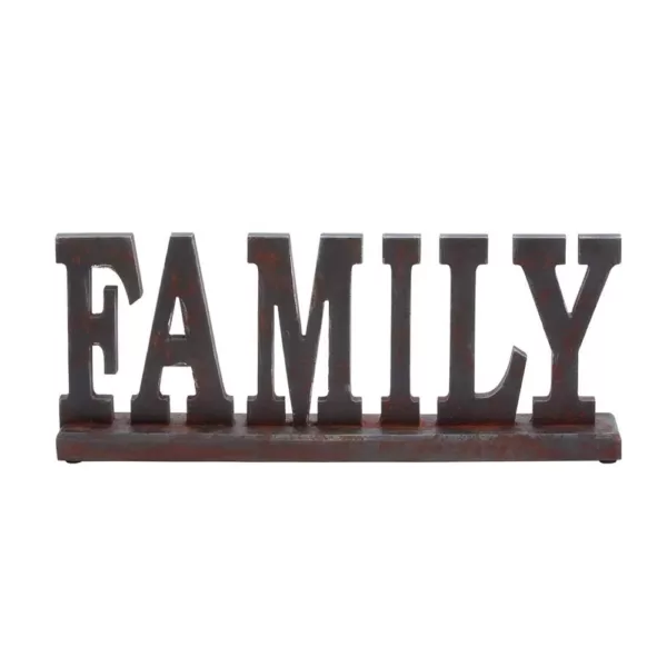 LITTON LANE 20 in. x 8 in. Home and Hearth "FAMILY" Wooden Tabletop Decor