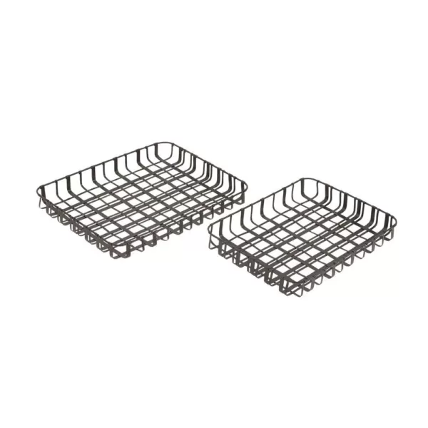 LITTON LANE Black Decorative Crosshatched Trays (Set of 2)