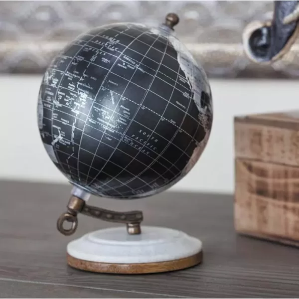 LITTON LANE 7 in. x 5 in. Modern Decorative Globe in Black and Silver