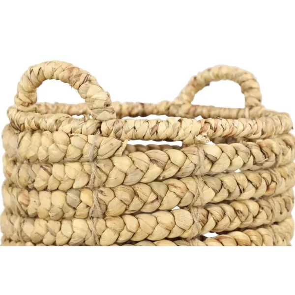 LITTON LANE Round Water Hyacinth and Metal Storage Wicker Baskets (Set of 4)