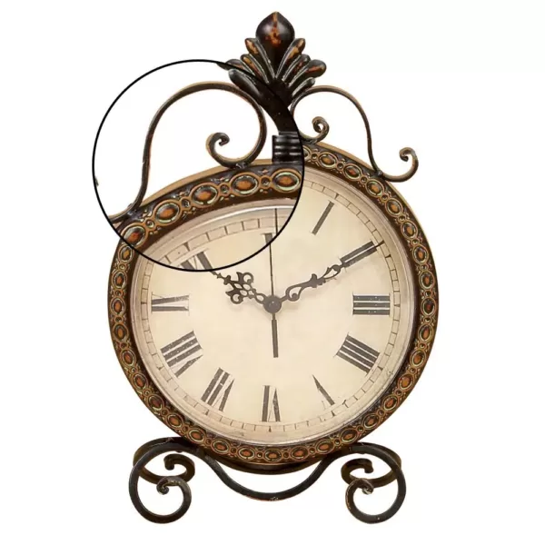 LITTON LANE 17 in. x 11 in. Round Iron Table Clock