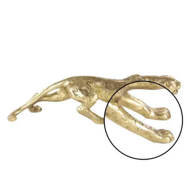 LITTON LANE 34 in. Wild Life Polystone Leopard Sculpture in Polished Gold