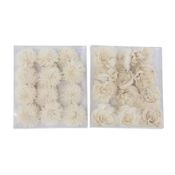 LITTON LANE White Sola Boxed Carnation and Rose Flowers (Set of 2)