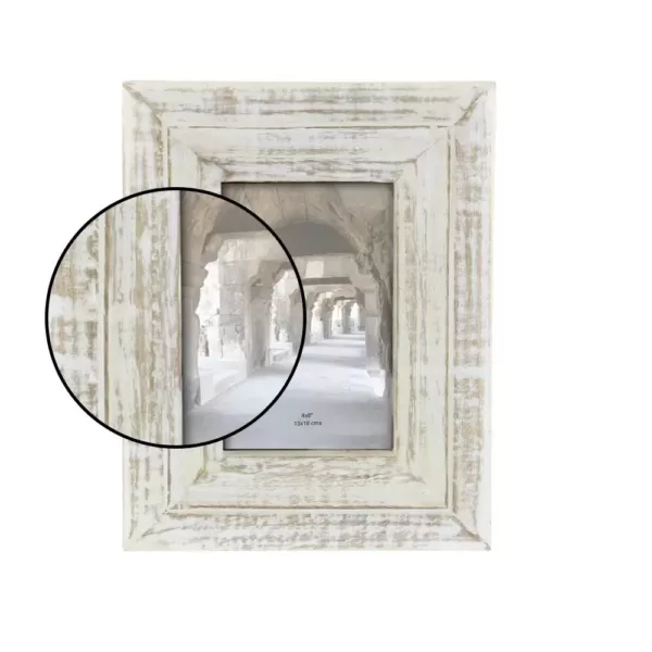 LITTON LANE 1-Opening 7 in. x 9 in. White Patina Picture Frame