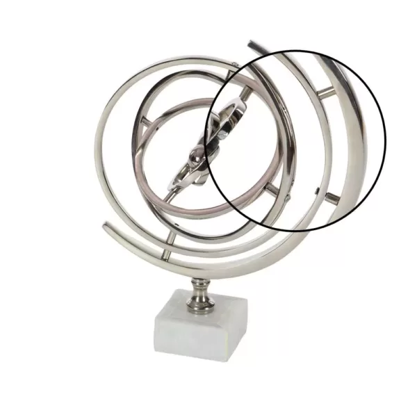 LITTON LANE 13 in. x 7 in. Modern Decorative Aluminium and Ceramic Armillary Sphere Sculpture