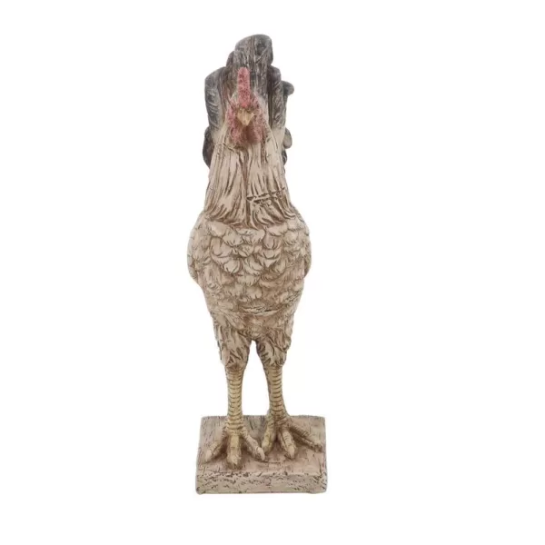 LITTON LANE Rooster Polystone Sculpture in Textured Beige