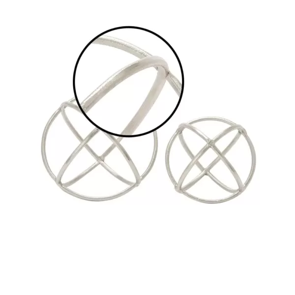 LITTON LANE Round Aluminum Ring Decorative Orbs in Silver (Set of 2)