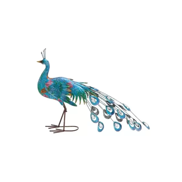 LITTON LANE Floral Peacock Iron Sculpture