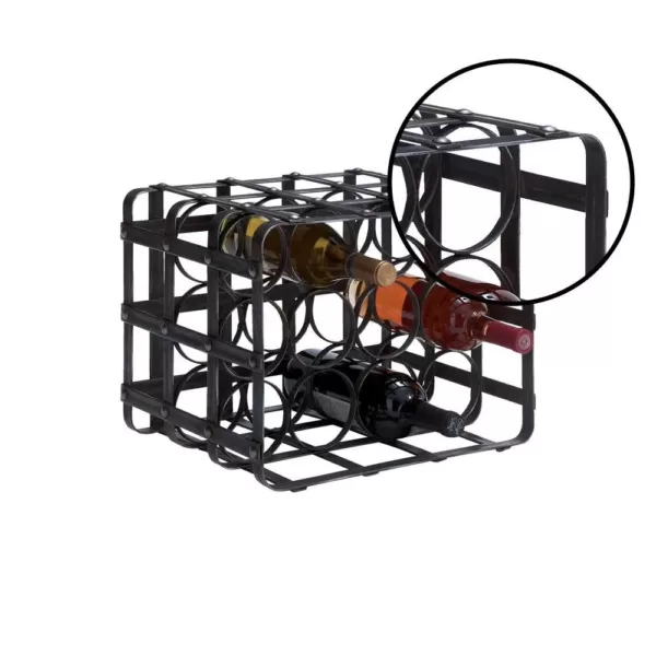 LITTON LANE 12-Bottle Black Iron Cage Wine Rack