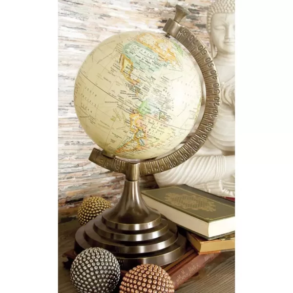 LITTON LANE 15 in. x 8 in. Nautical Decorative Globe with Brass-Finished Stand