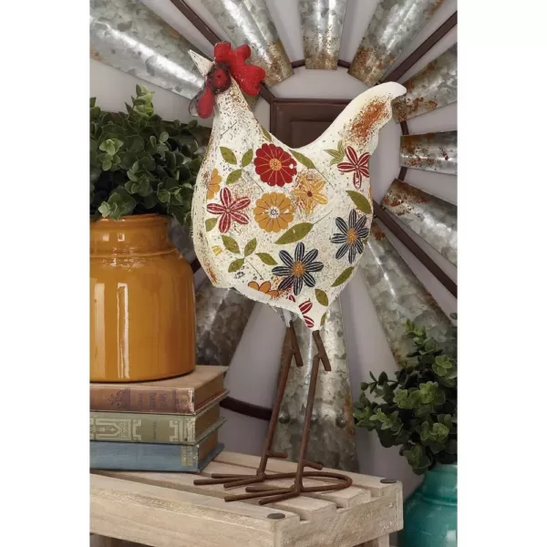 LITTON LANE 10 in. x 17 in. Rustic Iron Chicken Decor in Distressed Iron