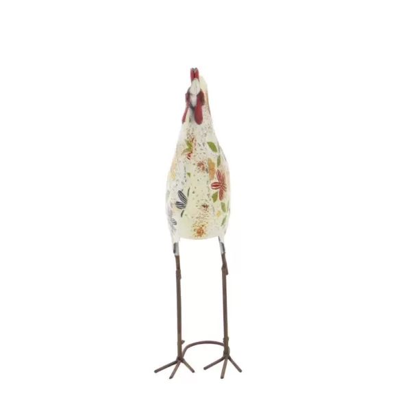 LITTON LANE 10 in. x 17 in. Rustic Iron Chicken Decor in Distressed Iron