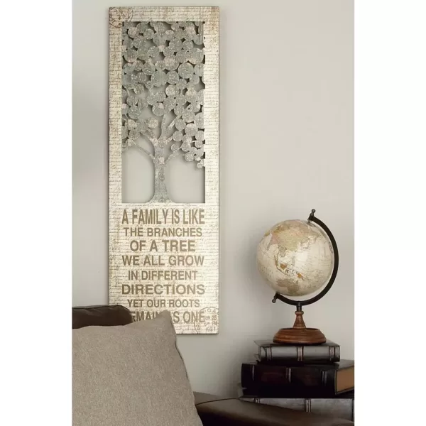 LITTON LANE 12 in. x 36 in. Shabby Chic "A Family is Like the Branches" Inspirational Statement Wall Decor