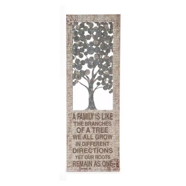 LITTON LANE 12 in. x 36 in. Shabby Chic "A Family is Like the Branches" Inspirational Statement Wall Decor