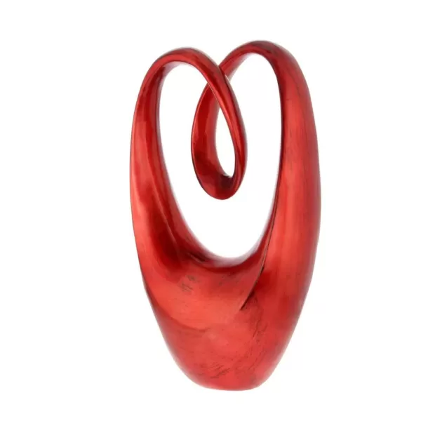 LITTON LANE 20 in. x 11 in. Decorative Abstract Sculpture in Red Polystone