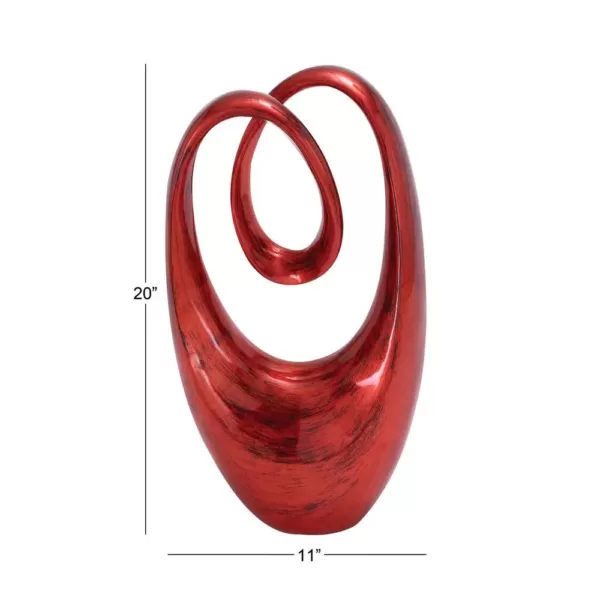 LITTON LANE 20 in. x 11 in. Decorative Abstract Sculpture in Red Polystone