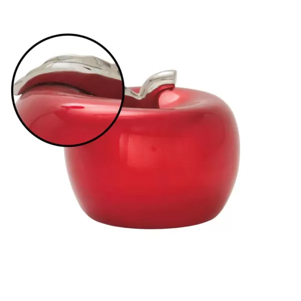 LITTON LANE 11 in. x 9 in. Modern Red Ceramic Decorative Apple