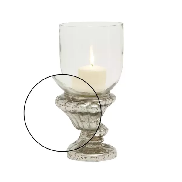 LITTON LANE Tarnished Silver Glass Hurricane Candle Holder