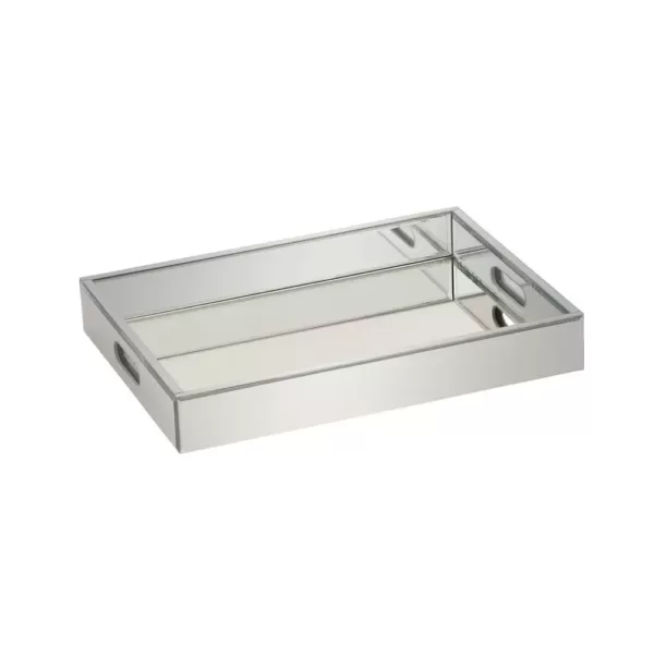 LITTON LANE 18 in. x 3 in. Modern Silver-Finished Decorative Mirror Tray