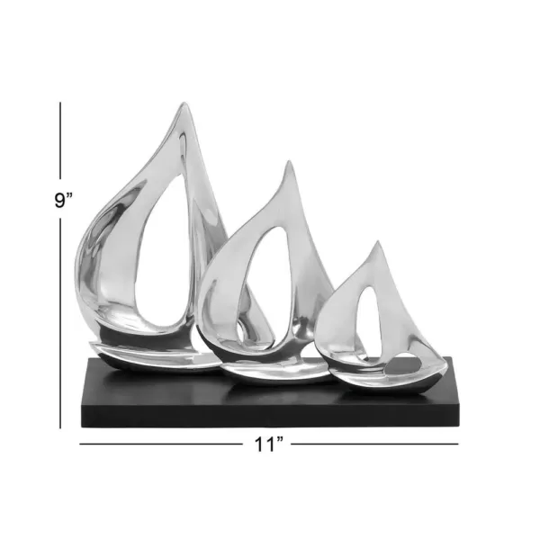 LITTON LANE 9 in. Stylized Sailboats Decorative Sculpture in Polished Silver