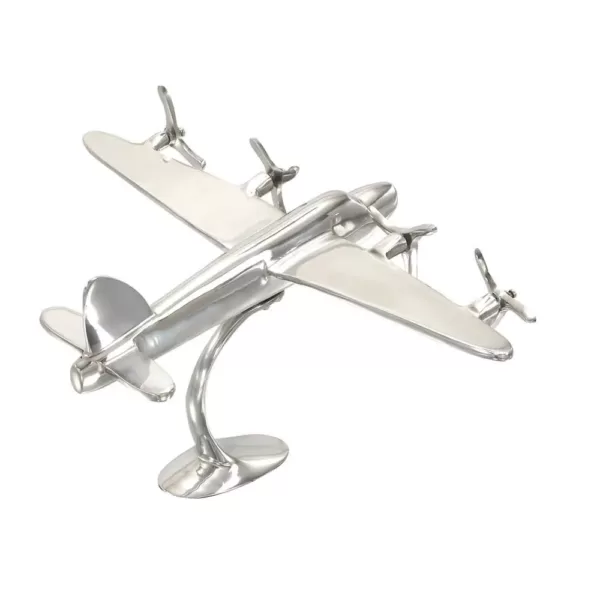 LITTON LANE 9 in. Vintage Propeller Airplane Decorative Sculpture in Polished Silver