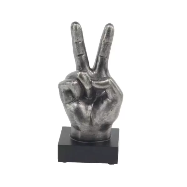 LITTON LANE Hand Sign Polystone Sculpture in Silver (Set of 3)