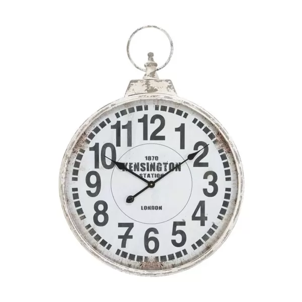 LITTON LANE 32 in. x 24 in. London Inspired Antique Round Wall Clock