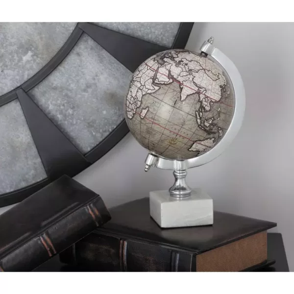 LITTON LANE 11 in. x 7 in. Modern Decorative Globe in White and Silver